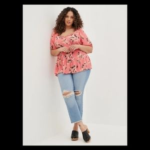 Torrid coral floral blouse size 2